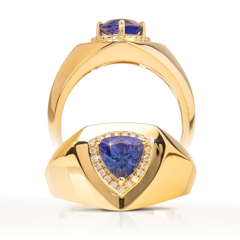 14K Yellow Gold Tanzanite and Diamond Ring